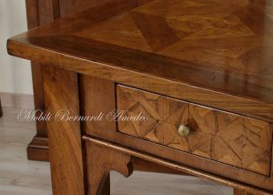 Classic style solid wood desk with inlaid top and 3 drawers